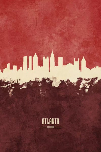 Georgia: Atlanta Georgia Skyline Burgandy by Michael Tompsett