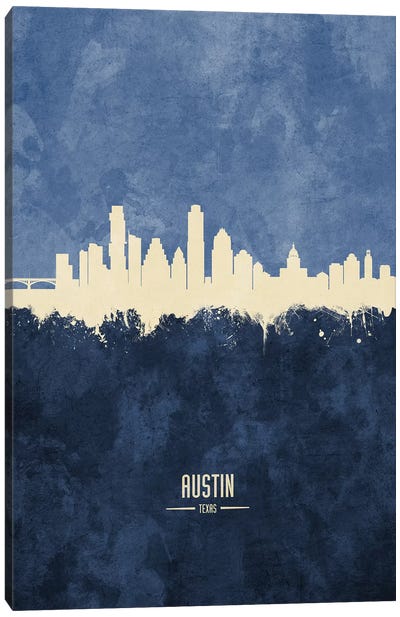 Austin Texas Skyline Navy Canvas Art Print - Austin Art