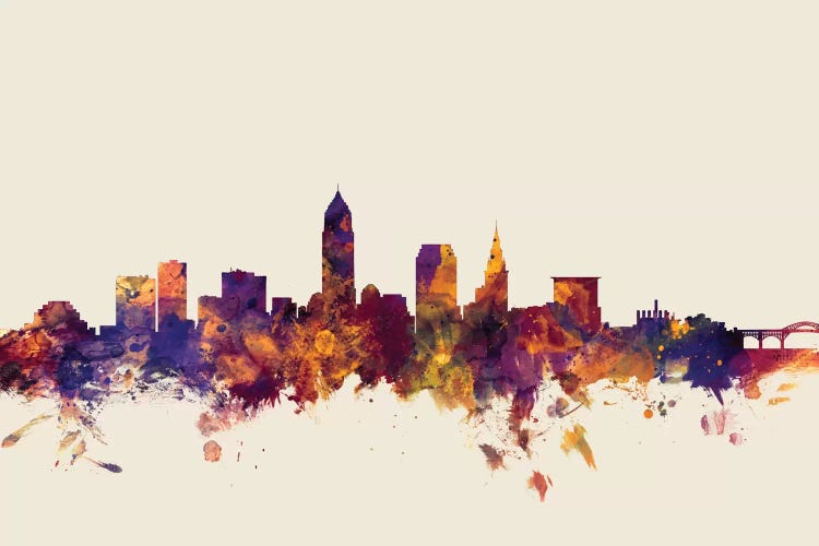 Cleveland, Ohio, USA On Beige by Michael Tompsett wall art