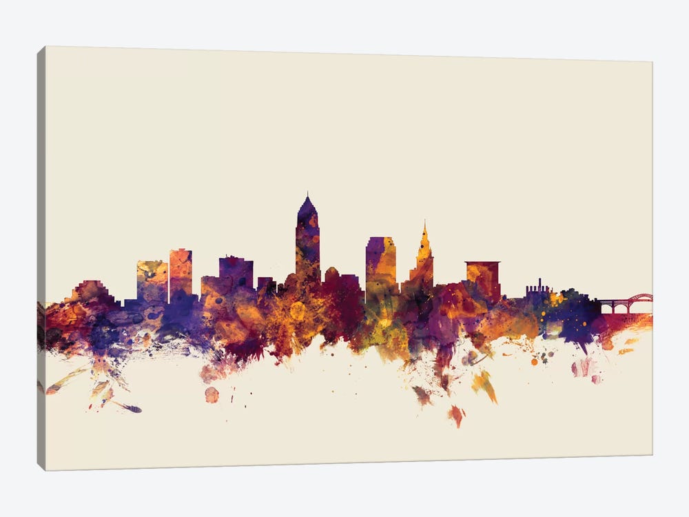 Cleveland, Ohio, USA On Beige by Michael Tompsett 1-piece Canvas Print