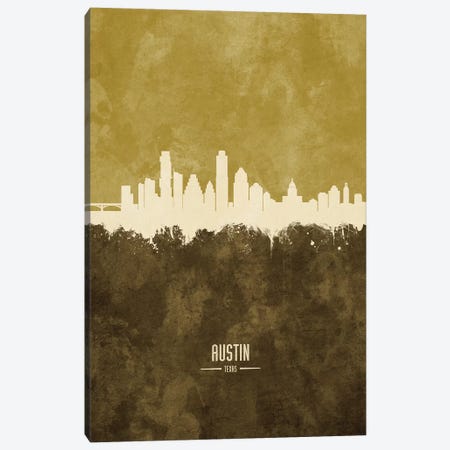 Austin Texas Skyline Ochre Canvas Print #MTO2390} by Michael Tompsett Canvas Art