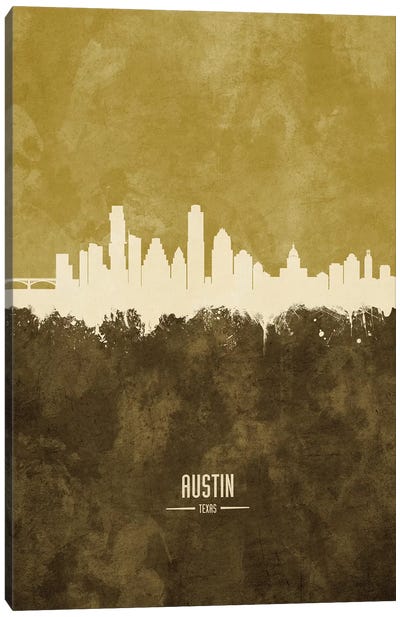 Austin Texas Skyline Ochre Canvas Art Print - Austin Art