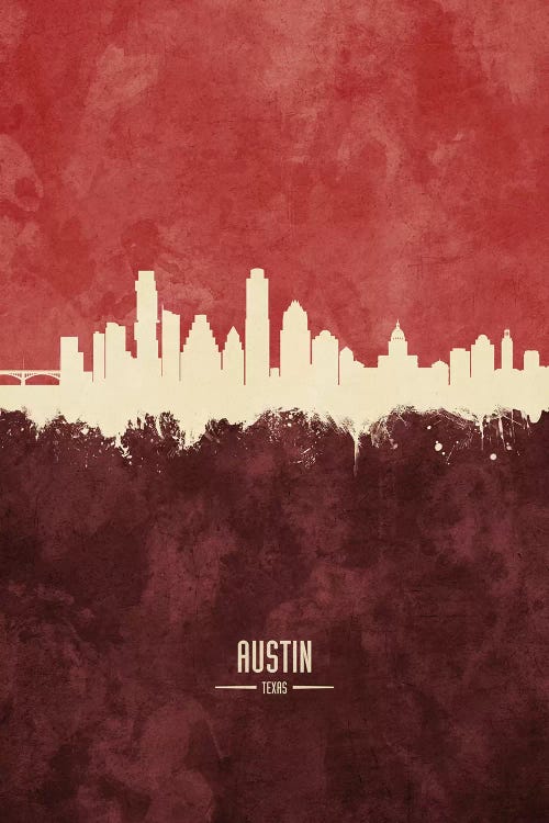 Austin Texas Skyline Burgandy