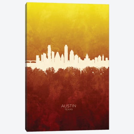 Austin Texas Skyline Red Gold Canvas Print #MTO2394} by Michael Tompsett Art Print