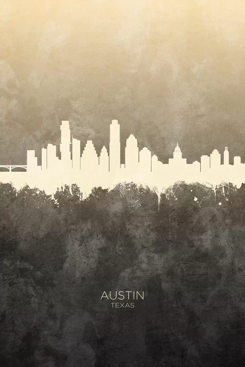 Austin Texas Skyline Taupe by Michael Tompsett wall art