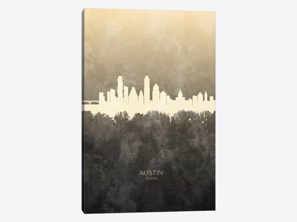 Austin Texas Skyline Taupe by Michael Tompsett 1-piece Art Print