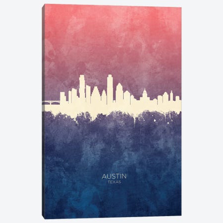 Austin Texas Skyline Blue Rose Canvas Print #MTO2397} by Michael Tompsett Canvas Print