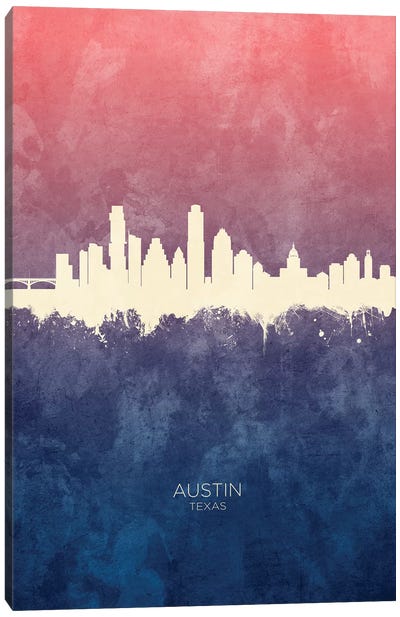 Austin Texas Skyline Blue Rose Canvas Art Print - Austin Skylines