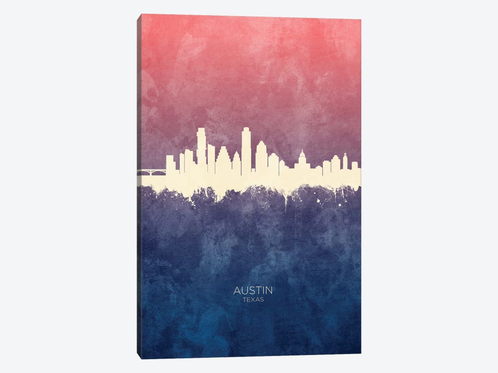 Austin Texas Skyline Blue Rose by Michael Tompsett 1-piece Art Print