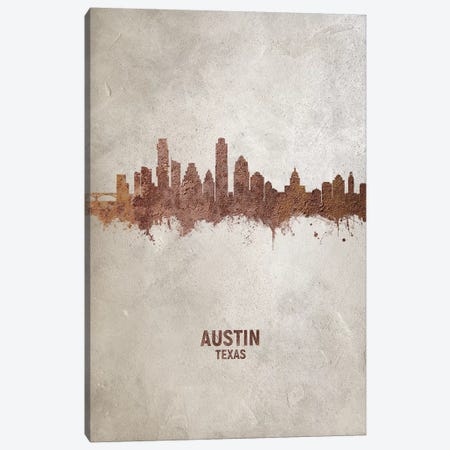 Austin Texas Skyline Rust Canvas Print #MTO2398} by Michael Tompsett Canvas Artwork