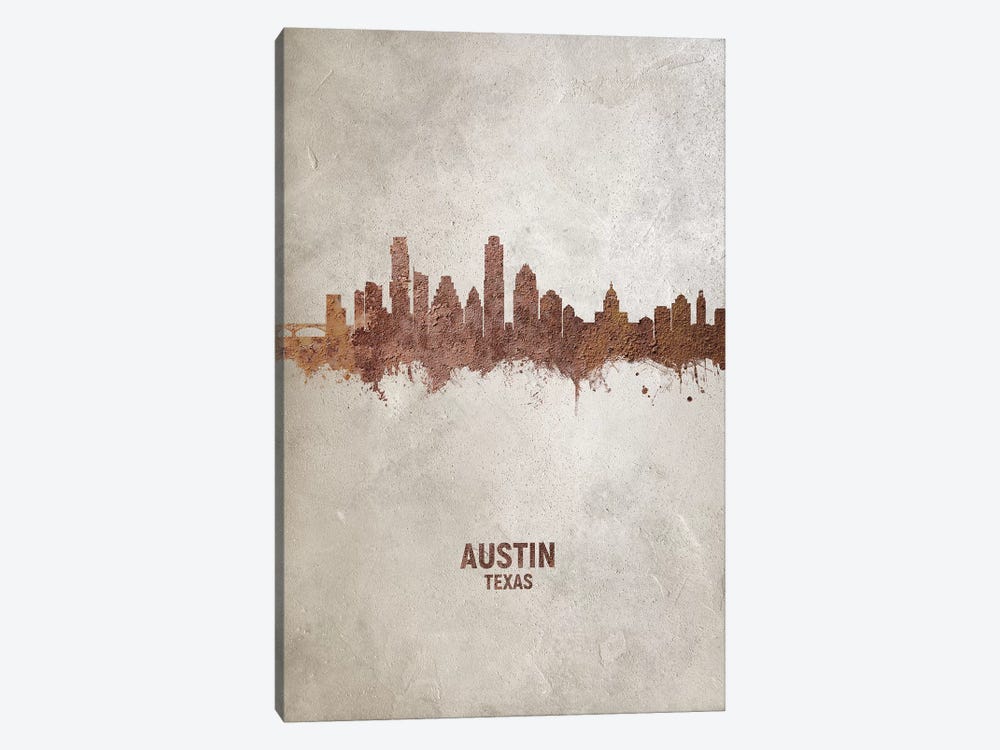 Austin Texas Skyline Rust by Michael Tompsett 1-piece Canvas Art