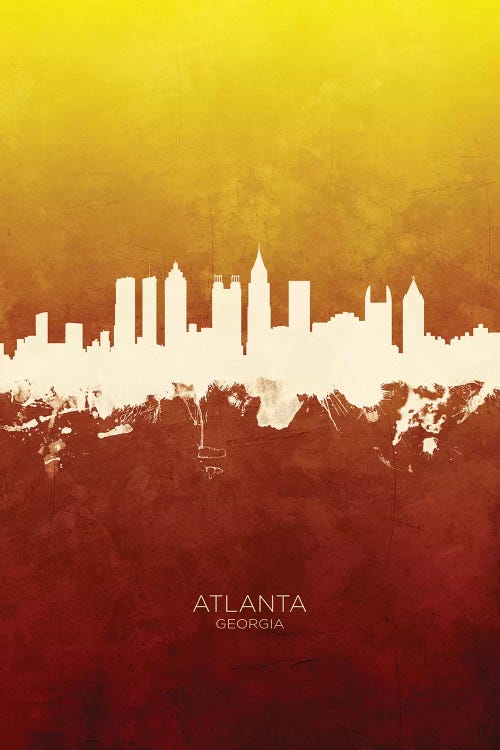 Atlanta Georgia Skyline Red Gold