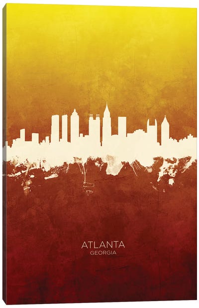 Atlanta Georgia Skyline Red Gold Canvas Art Print - Atlanta Skylines