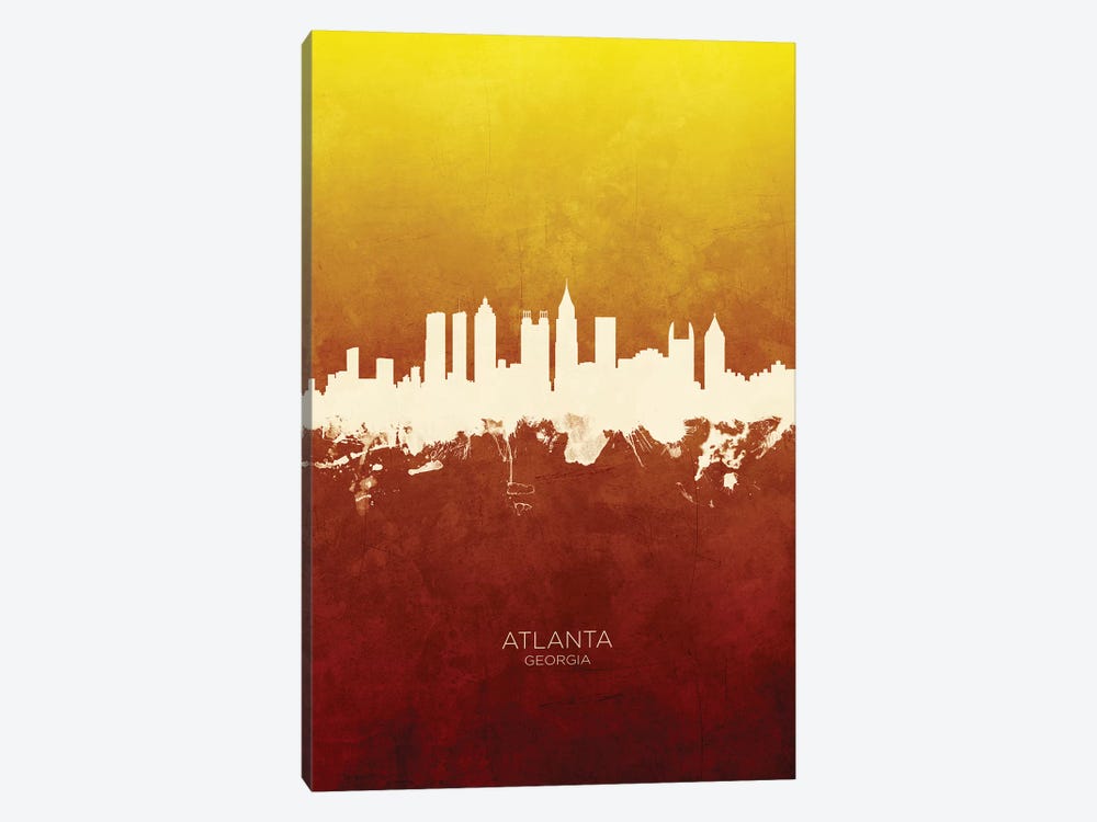Atlanta Georgia Skyline Red Gold by Michael Tompsett 1-piece Art Print