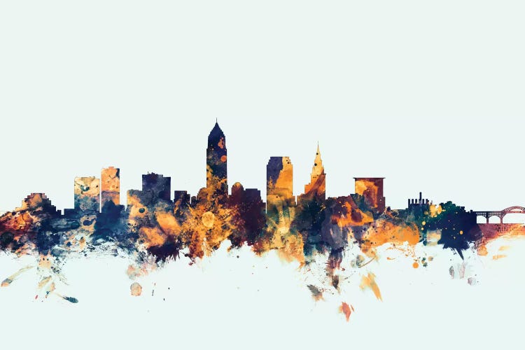 Cleveland, Ohio, USA On Blue by Michael Tompsett wall art