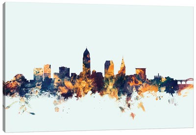 Cleveland, Ohio, USA On Blue Canvas Art Print - Cleveland