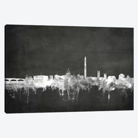Washington Dc Skyline Name Bw Art Print by Michael Tompsett | iCanvas