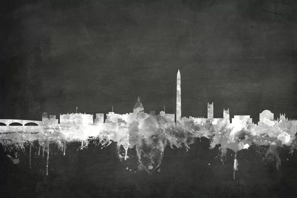 Large Black & White Art - Canvas Prints: Blackboard Skyline Of  Washington, D.C., USA by Michael Tompsett