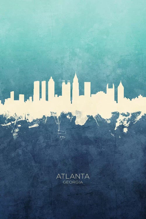 Atlanta Georgia Skyline Navy Cyan