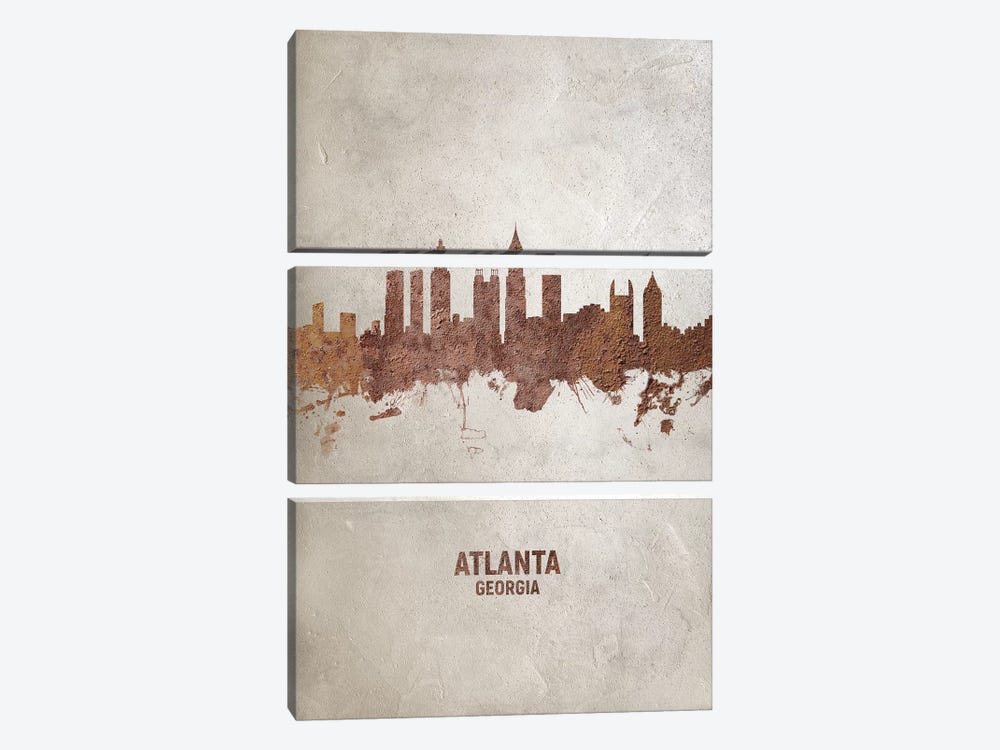 Atlanta Georgia Skyline Rust by Michael Tompsett 3-piece Canvas Artwork
