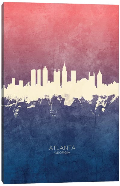 Atlanta Georgia Skyline Blue Rose Canvas Art Print - Atlanta Art
