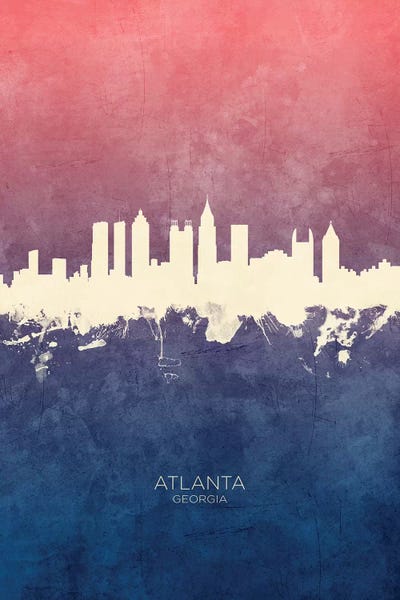 Georgia: Atlanta Georgia Skyline Blue Rose by Michael Tompsett