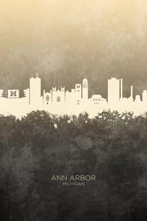 Ann Arbor Michigan Skyline Taupe