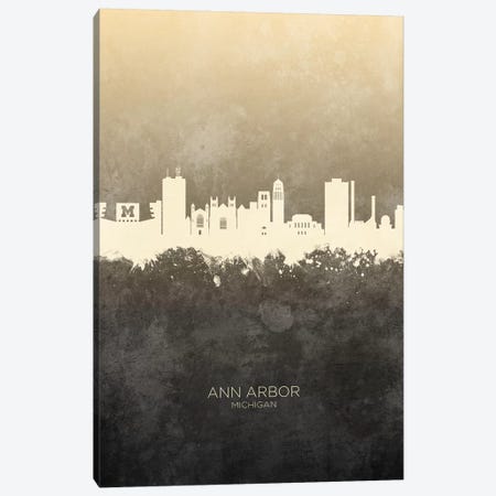 Ann Arbor Michigan Skyline Taupe Canvas Print #MTO2405} by Michael Tompsett Art Print