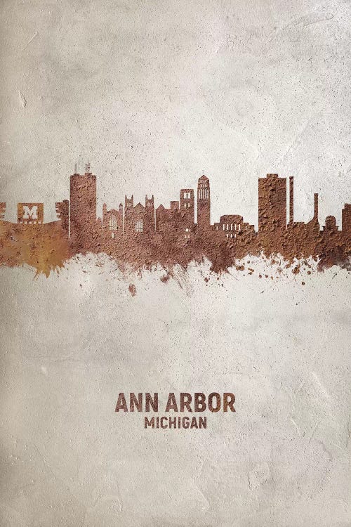 Ann Arbor Michigan Skyline Rust