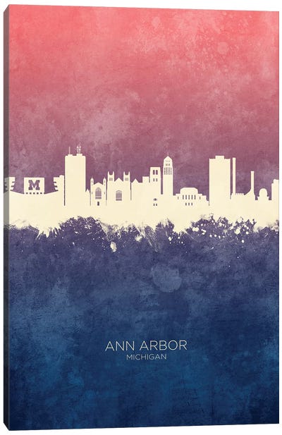 Ann Arbor Michigan Skyline Blue Rose Canvas Art Print