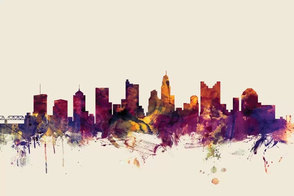 Columbus: Columbus, Ohio, USA On Beige by Michael Tompsett