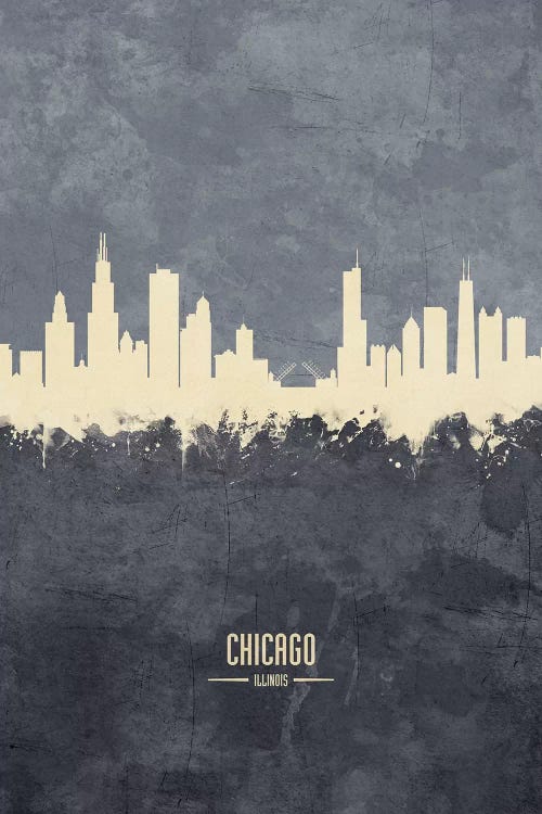 Chicago Illinois Skyline Grey