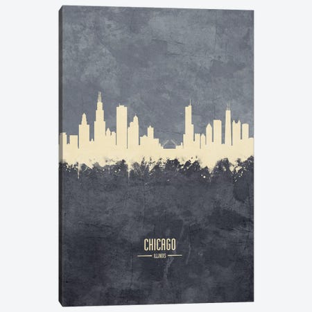 Chicago Illinois Skyline Grey Canvas Print #MTO2410} by Michael Tompsett Canvas Print
