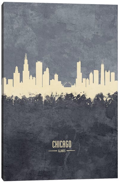 Chicago Illinois Skyline Grey Canvas Art Print - Chicago Art