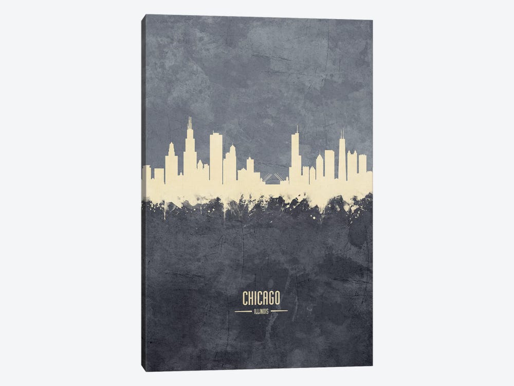 Chicago Illinois Skyline Grey by Michael Tompsett 1-piece Canvas Art Print