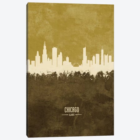 Chicago Illinois Skyline Ochre Canvas Print #MTO2411} by Michael Tompsett Canvas Print