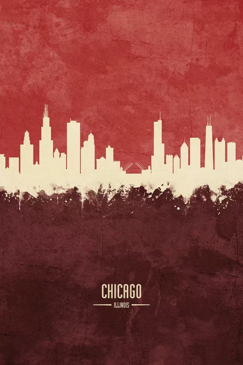 Chicago Illinois Skyline Burgandy