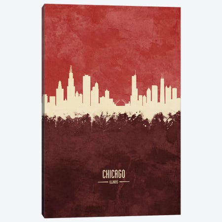 Chicago Illinois Skyline Burgandy Canvas Print #MTO2412} by Michael Tompsett Canvas Print