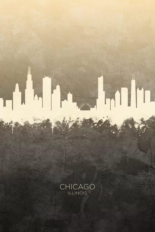 Chicago Illinois Skyline Taupe