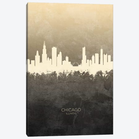 Chicago Illinois Skyline Taupe Canvas Print #MTO2414} by Michael Tompsett Canvas Wall Art