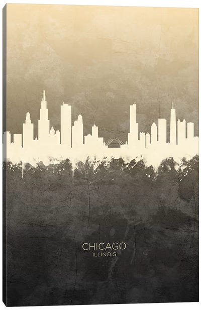 Chicago Illinois Skyline Taupe Canvas Art Print - Illinois Art