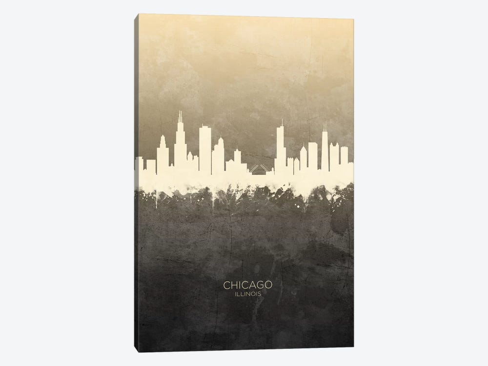 Chicago Illinois Skyline Taupe by Michael Tompsett 1-piece Canvas Art Print