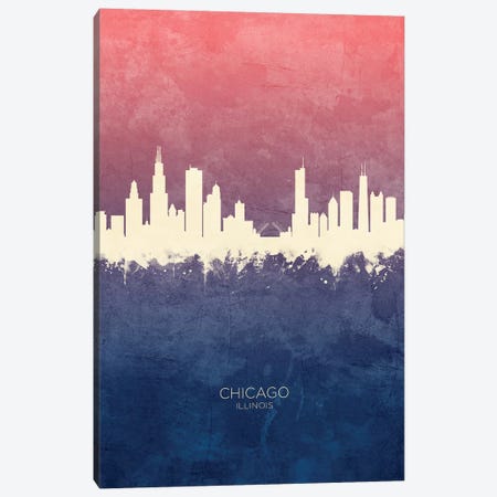 Chicago Illinois Skyline Blue Rose Canvas Print #MTO2416} by Michael Tompsett Canvas Wall Art