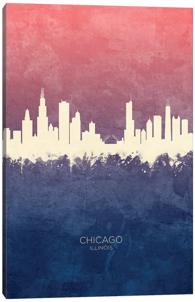 Chicago Illinois Skyline Blue Rose Canvas Art Print - Chicago Skylines