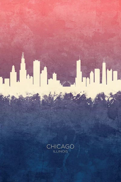 Chicago Skylines: Chicago Illinois Skyline Blue Rose by Michael Tompsett