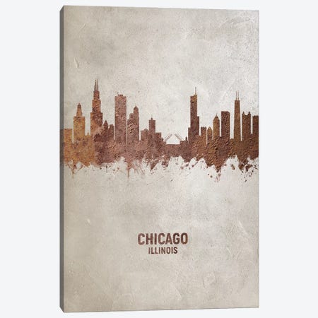Chicago Illinois Skyline Rust Canvas Print #MTO2417} by Michael Tompsett Canvas Wall Art