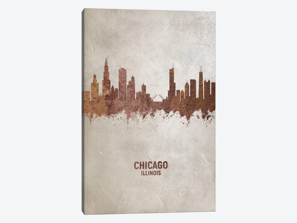 Chicago Illinois Skyline Rust by Michael Tompsett 1-piece Canvas Wall Art