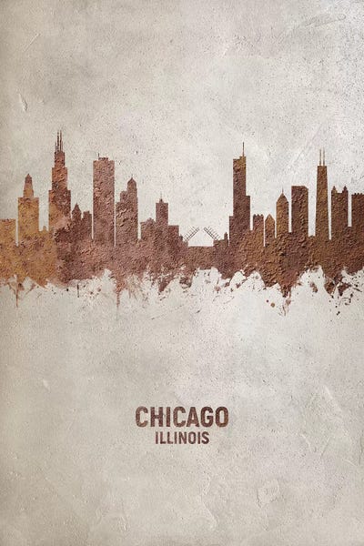 Chicago Skylines: Chicago Illinois Skyline Rust by Michael Tompsett