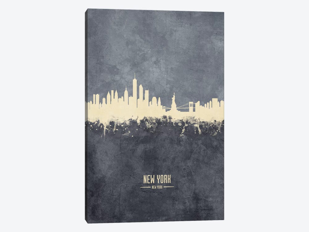 New York New York Skyline Grey by Michael Tompsett 1-piece Canvas Art Print