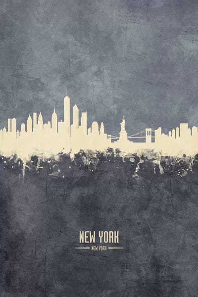 Statue Of Liberty: New York New York Skyline Grey by Michael Tompsett